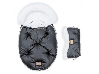 Floo black white baby footmuff with handmuff