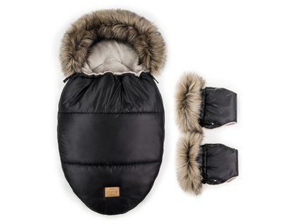 Floo egg black baby footmuff with gloves