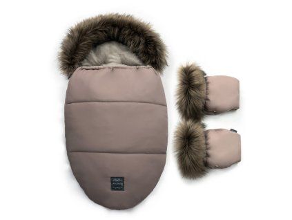 Floo egg beige baby footmuff with gloves
