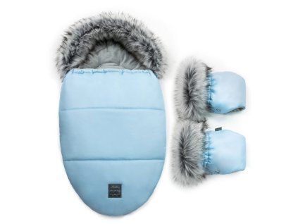 Floo egg blue baby footmuff with gloves