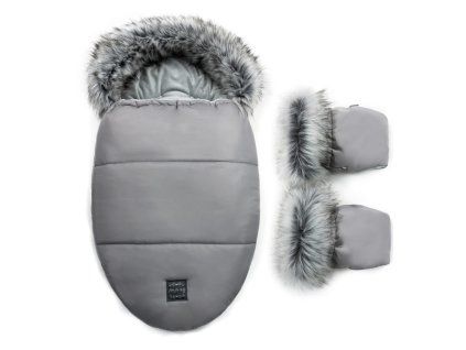 Floo egg grey baby footmuff with gloves
