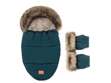 Floo egg green baby footmuff with gloves