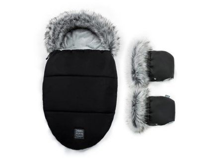 floo egg black silver baby footmuff with gloves
