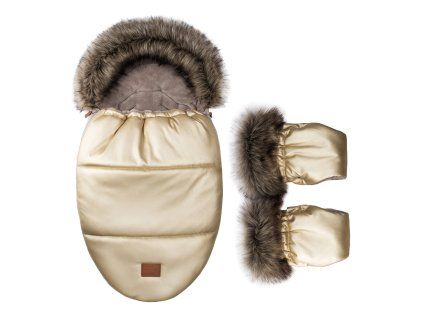 floo egg gold baby footmuff with gloves