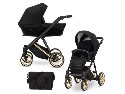 kunert ivento deep black gold frame 2 in 1 stroller main view