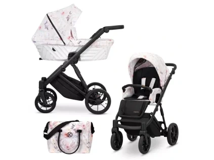 kunert ivento delicate flowers black frame 2 in 1 stroller main view
