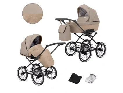 kunert romantic beige 12 black frame 2 in 1 stroller