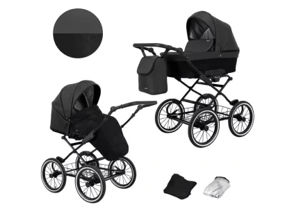 kunert romantic black 11 black frame 2 in 1 stroller