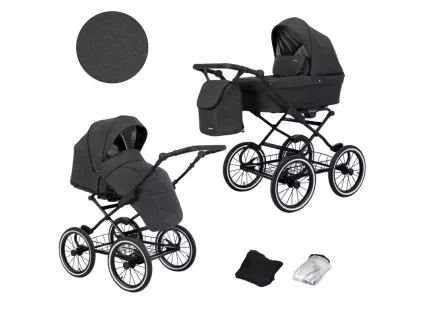 kunert romantic dark grey 08 black frame 2 in 1 stroller