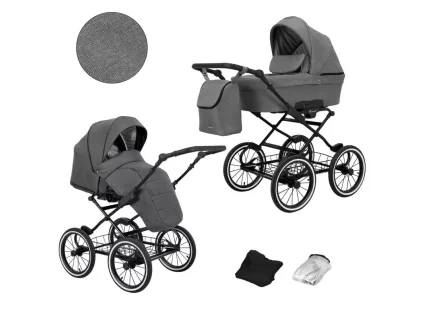 kunert romantic grey 06 black frame 2 in 1 stroller