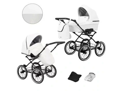 kunert romantic white smokey 16 black frame 2 in 1 stroller
