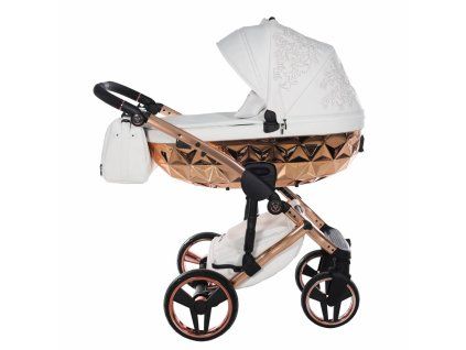 Side silhouette of Junama Enzo Copper stroller highlighting its refined copper finish