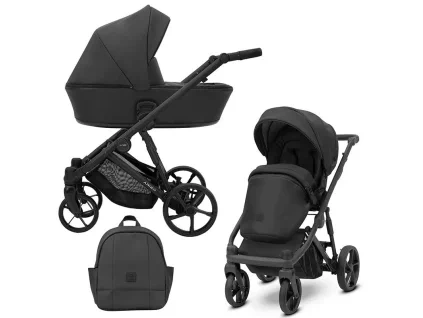 kunert arizo black eco black frame 2 in 1 stroller