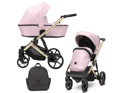 kunert arizo pink eco golden frame 2 in 1 stroller