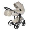 Front view of Junama Enzo Beige stroller with sculpted carrycot design