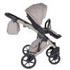 Swivel front wheels with locking mechanism on Junama Enzo Cappuccino stroller