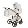Junama Candy Premium White stroller front view with carrycot attached