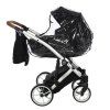 Junama Space Black stroller rain cover protecting baby during rainy weather