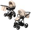 Junama Diamond Classic Beige designer baby stroller side view with diamond carrycot