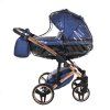 Junama Fluo Line V3 Blue stroller rain cover protecting baby during rainy weather