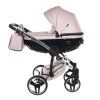 Junama Fluo Line V3 Pink designer baby stroller side view with modern frame