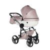 Junama Fluo Line V3 Pink White luxury stroller rear view showing durable chassis