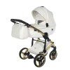 Junama Fluo Line V3 Individual White Gold premium stroller front view with gold finish