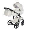 Junama Fluo Line V3 Individual White Silver premium stroller front view with silver finish