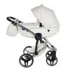 Junama Fluo Line V3 Individual White Silver luxury baby stroller main view with elegant silver design