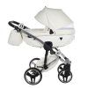 Junama Fluo Line V3 Individual White Silver designer baby stroller side view with modern frame
