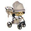 Junama Hearts Beige Gold luxury stroller rear view showing durable chassis