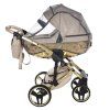 Junama Hearts Beige Gold stroller mosquito net protecting baby from insects