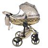 Junama Hearts Beige Gold stroller rain cover protecting baby during rainy weather