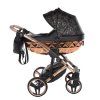 Junama Hearts Black Cooper designer baby stroller side view with modern frame