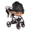 Junama Hearts Black Cooper luxury stroller rear view showing durable chassis