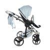 Junama Hearts Blue Silver stroller handle with eco leather finish for comfortable grip