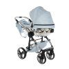 Junama Hearts Blue Silver luxury stroller rear view showing durable chassis