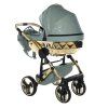 Junama Hearts Green Gold luxury stroller rear view showing durable chassis