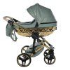 Junama Hearts Green Gold designer baby stroller side view with modern frame