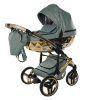 Junama Hearts Green Gold premium stroller front view with gold finish