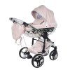 Junama Hearts Pink Silver luxury baby stroller main view with elegant silver design