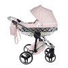 Junama Hearts Pink Silver designer baby stroller side view with modern frame