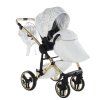 Junama Hearts White Gold stroller leg cover keeping baby warm in colder weather