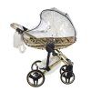 Junama Hearts White Gold stroller rain cover protecting baby during rainy weather
