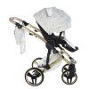 Junama Hearts White Gold stroller canopy protecting baby from sun and wind