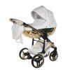 Junama Hearts White Gold premium stroller front view with gold finish