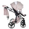Junama Dolce Pink Silver stroller canopy protecting baby from sun and wind
