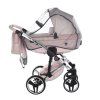 Junama Dolce Pink Silver stroller mosquito net protecting baby from insects