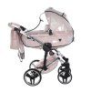 Junama Dolce Pink Silver stroller rain cover protecting baby during rainy weather