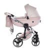 Junama Dolce Pink Silver designer baby stroller side view with refined carrycot